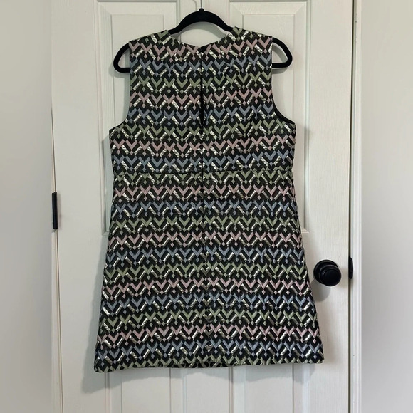 MILLY Chevron Brocade Mini Dress. Size 14. - Picture 5 of 5